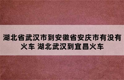 湖北省武汉市到安徽省安庆市有没有火车 湖北武汉到宜昌火车